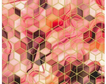 Golden Vibes 22740-98 Strawberry Marble Tumbling Blocks by Lara Skinner for Robert Kaufman Fabrics, Sold by Half Yard