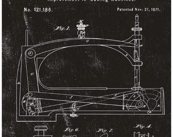 Sew Journal Sewing Machine Patent  C13887 Black by Riley Blake - Quilting Cotton Fabric - 12 inch repeat - sold by the 1/2 yd