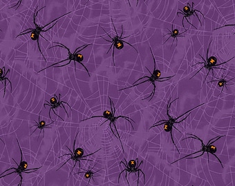 Dust Black Widows from the Mystery Manor collection by Andover Fabrics, sold by the 1/2 yard, A-200-P