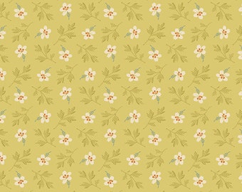 Lady Tulip by Edyta Sitar for Laundry Basket, Color - Gold, Pattern - Petit Bloom, 1/2 yd, 100% Cotton by Andover Fabrics, A-191-Y