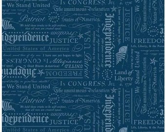 Independence Declaration: C17334 Oxford Blue for Riley Blake Designs, Americana, July 4th, Independence Day. sold by half yard