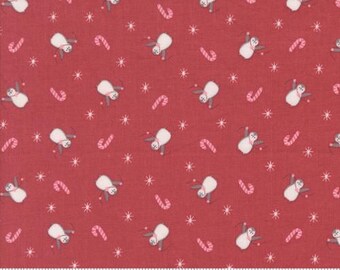 Very Sweet Christmas Pink 3062 12 by Bunny Hill Designs for Moda Fabrics -sold by the half yard, Candy Canes, penguins