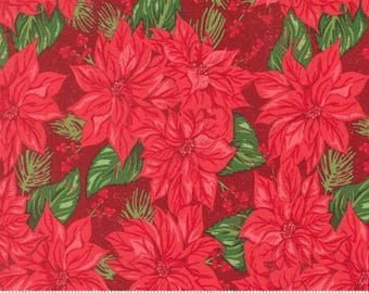 Holiday Cheer Cardinal 20971 18 Designed by Stacy Iest Hsu for Moda Fabrics -sold by the half yard, Vintage Poinsettia Florals