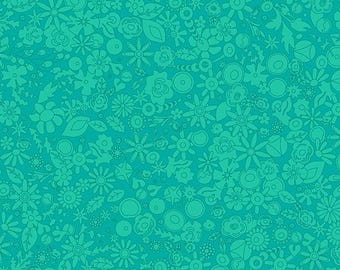Teal Sun Print 2024 Woodland Pattern by Alison Glass 1/2 yd, a great blender fabric - Sun Print 2024 by Andover Fabrics A-790-T