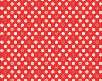 Pan Am - Dots - Red - Riley Blake Designs - 100% cotton fabric - © Pan American Airways, LLC. from Riley Blake Designs,  sold by Half Yard
