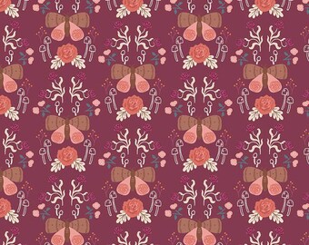 Sweetbriar Moth Damask Wine - 1/2 Yard by Rachel Erickson from Sweetbriar For Riley Blake - C14021-WINE