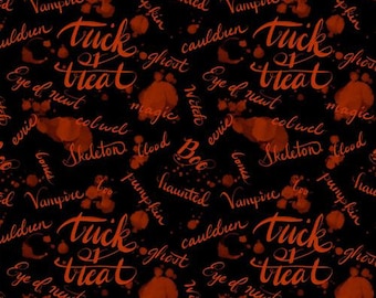 Ink Blot - Black from Costumes & Cobwebs collection by Club Hauer, Rachel Hauer, PWRH124.BLACK, Sold by Half Yard, Halloween Script