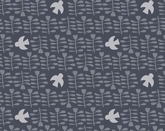 Conway Cottage Oxford Blue - Amongst the Flowers Pattern by Karen Lewis Textiles for Andover Fabrics, A-1417-B, sold by the half yard