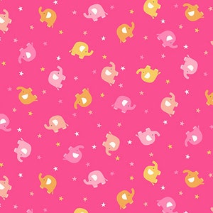 In the Jungle by Makower, color - pink, pattern - Ellie Scatter, 100% Cotton Quilting Fabric, sold by the 1/2 yard, TP-2603-P