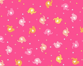 In the Jungle by Makower, color - pink, pattern - Ellie Scatter, 100% Cotton Quilting Fabric, sold by the 1/2 yard, TP-2603-P