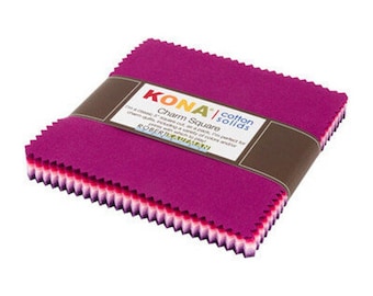 Kona Cotton Wildberry palette Bundle of Kona Cotton by Robert Kaufman - 42 Piece Bundle of 5" squares with some duplicates CHS-728-42
