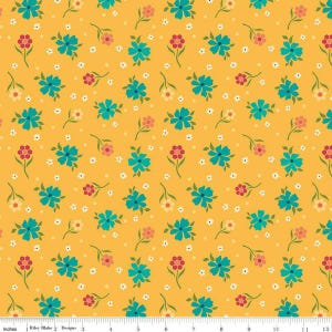 Market Street Flowers Yellow quilting fabric - 1/2 Yard by Heather Peterson from Market Street For Riley Blake - C14123-YELLOW