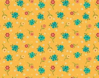 Market Street Flowers Yellow quilting fabric - 1/2 Yard by Heather Peterson from Market Street For Riley Blake - C14123-YELLOW