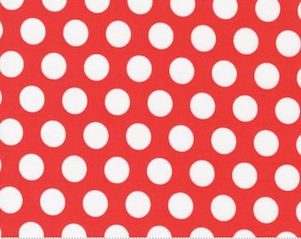 Simply Delightful Geranium 37642 264 Moda by Sherri & Chelsi for Moda Fabrics -sold by the half yard, polka dots red and white