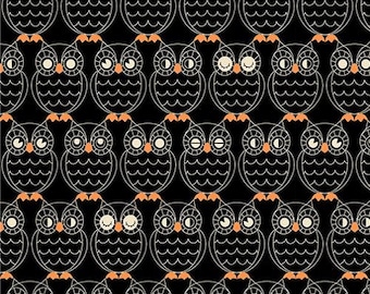 Good Spirits Black RS5140 15 Ruby Star Society, sold by the half yard, Spooky Novelty Owls
