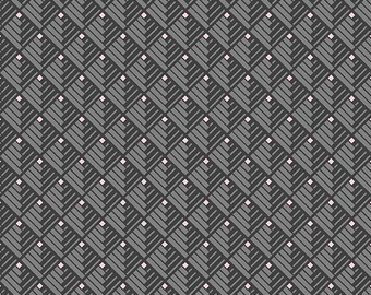 MODERN LOG CABIN Charcoal Green By Amanda Murphy for Benartex Contempo 13588-12 , sold by Half Yard