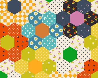 Catnap Warm Red RS4130 13 by Alexia Marcelle Abegg for RUBY STAR SOCIETY - sold by half yard, Flower Garden 30s, Retro Floral Vintage Hexie