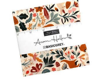 Acorn Hollow Charm Pack 30760PP Moda Precuts, 42 5-inch Squares Charm Pack, BasicGrey
