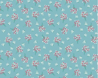 Singing In The Rain Peacock Teal Bouquets Yardage by Beverly McCullough for Riley Blake, 1/2 yd,  C9363 Peacock