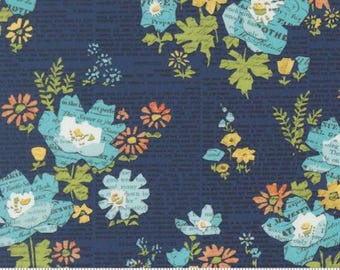 Paper Hamlet Midnight 39561 18 by  Cathe Holden for Moda Fabrics Fabric, sold by the half yard, Florals Newspaper