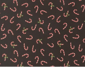 Holiday Cheer Midnight 20975 20 Designed by Stacy Iest Hsu for Moda Fabrics -sold by half yard, Candy Cane Novelty