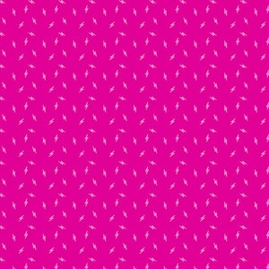 May include: A seamless pattern of white lightning bolts on a bright pink background.