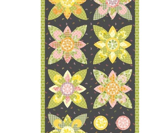 Grove Flower Panel Charcoal for Riley Blake Designs. Panel size is 24" x 43 1/2" with free table runner and quilt pattern link