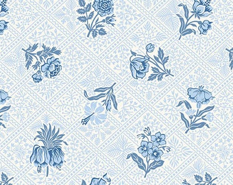 Powder Blue, Pattern: Botanicals, from the Porcelain Collection from Andover Fabrics, sold by Half Yard A-9371-BL