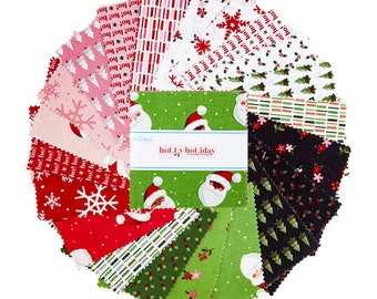 Holly Holiday In  5" Stacker charm pack Bundles by Riley Blake Designs- 42 prints in stacker  5-10880-42