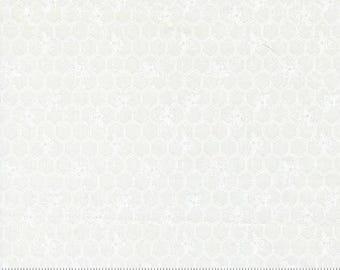 Wild Honey Daisy White 5253 21 by Lella Boutique for Moda Fabrics Fabric, sold by the half yard, Honeycomb Novelty Bees Blender