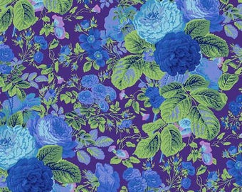 Backing Fabric - Gradi Floral - Purple, Philip Jacobs for the Kaffe Fassett Collective. 108" Quilt Backs, QBpj005.Purple , sold by 1/2 yard