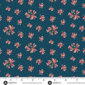 Lighthouse Navy Sand Verbena de Laundry Basket Quilts - Algodón premium - Se vende por cortes de media yarda A-1479-B