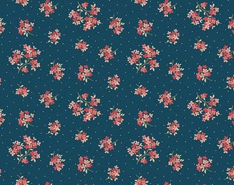 Lighthouse Navy Sand Verbena by Laundry Basket Quilts - Premium Cotton - Sold by Half Yard Cuts A-1479-B