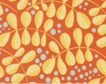 Balisong Papaya 11663 16, Designed by Zen Chic for Moda Fabrics -sold by the half yard, Fern Fiesta Florals