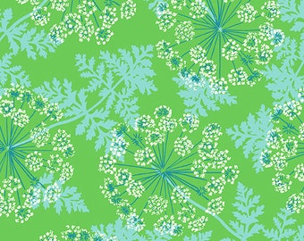 Grass Green Pattern: Wild Carrots from the Flora and Fauna Collection by Patty Sloniger for Andover Fabrics, A-9994-G, sold by the half yard