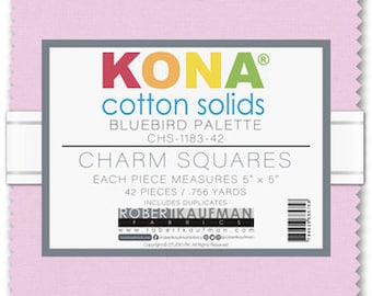 Bluebird Palette 5" Charm pack by Kona Cotton - Robert Kaufman - Complete Collection - charm pack bundle includes 42 pieces, CHS-1183-42