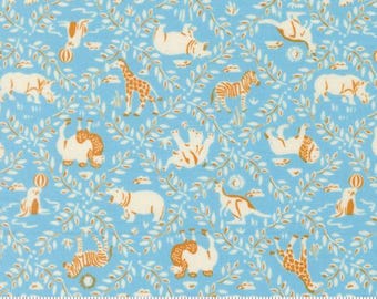 Animal Park Fun Sky 20964 13 by Stacy Iest Hsu for Moda Fabrics -sold by the half yard, Animal Crackers, Animal Vines, hippos, rhinos