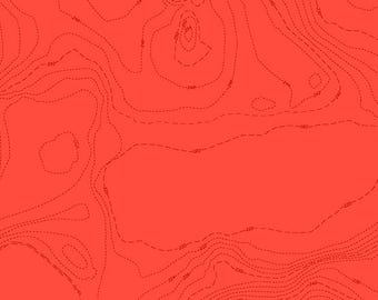 Maple Orange Sun Print 2023 Topography Pattern by Alison Glass 1/2 yd, a great blender fabric - Sun Print 2023 by Andover Fabrics A-556-O
