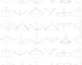 Press On Wire Hangers C15258 White - Riley Blake Designs - Vintage Clothes - J. Wecker Frisch - Quilting Cotton Fabric, sold by 1/2 Yard