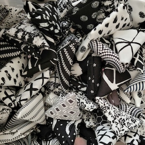 Assorted Black & White Fabric Scraps - 6 or 13 Pieces - Stash Builders - Various Sizes - Fat 16ths