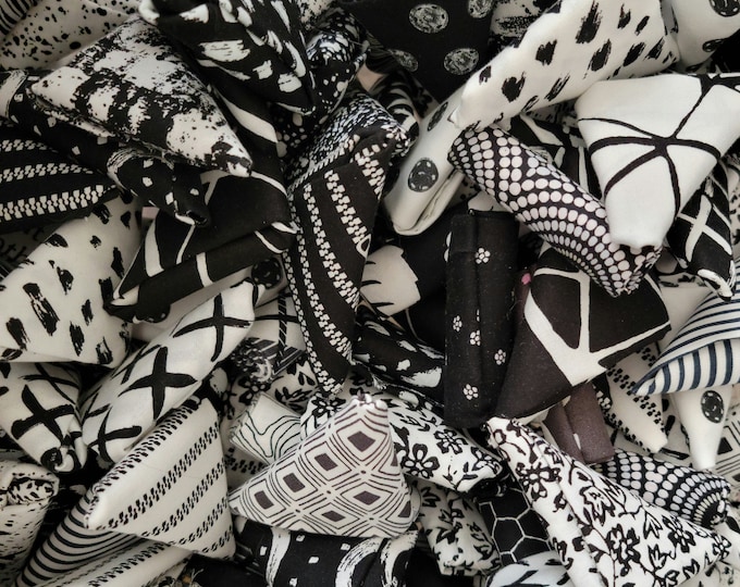 Featured listing image: Assorted Black & White Fabric Scraps - 6 or 13 Pieces - Stash Builders - Various Sizes - Fat 16ths