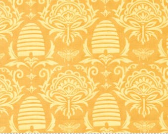 Honey Lavender Daisy Yellow 56082 24 by Deb Strain for Moda Fabrics -sold by the half yard, Beehive Damask