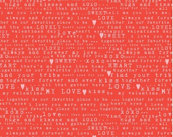 Sending Love Text C10081 Red - Riley Blake Designs - Valentine's Words Love Hearts - Half Yard 100% quilters cotton - Riley Blake Designs