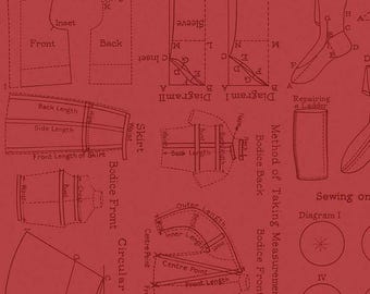 Sew Journal Needlecraft Red by J Wecker Frisch for Riley Blake Fabrics C13896-RED, Sold by Half Yard