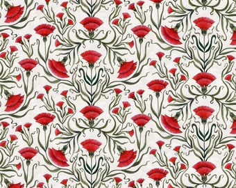 Carnation - White || Nocturnal Creatures, Maria Matos for Free Spirit fabrics, PWMM007.WHITE, sold by the half yard