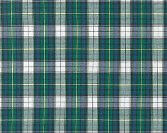 House of Wales Tartan Plaid, Robert Kaufman 100% cotton, Fabric sold by the half yard, black, navy, green & gray SB-51010D113-28 KELLY