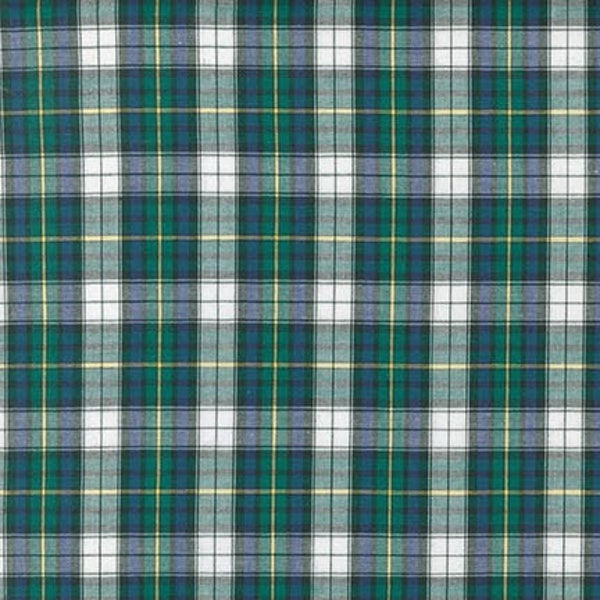 House of Wales Tartan Plaid, Robert Kaufman 100% cotton, Fabric sold by the half yard, black, navy, green & gray SB-51010D113-28 KELLY