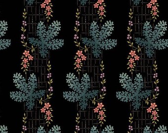 Dahlia by Edyta Sitar of Laundry Basket Quilts for Andover, Color - Midnight, Pattern - Tree Moss, sold by the half yd, A-1374-K