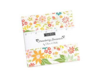 Strawberry Lemonade Charm Pack 37670PP by Sherri & Chelsi, Moda Fabrics, Moda Precuts, 42 5-inch Squares Charm Pack