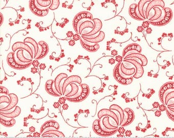 Hollyhocks Roses Jasmine Rose 3051 12 by Bunny Hill Designs for Moda Fabrics -sold by the half yard